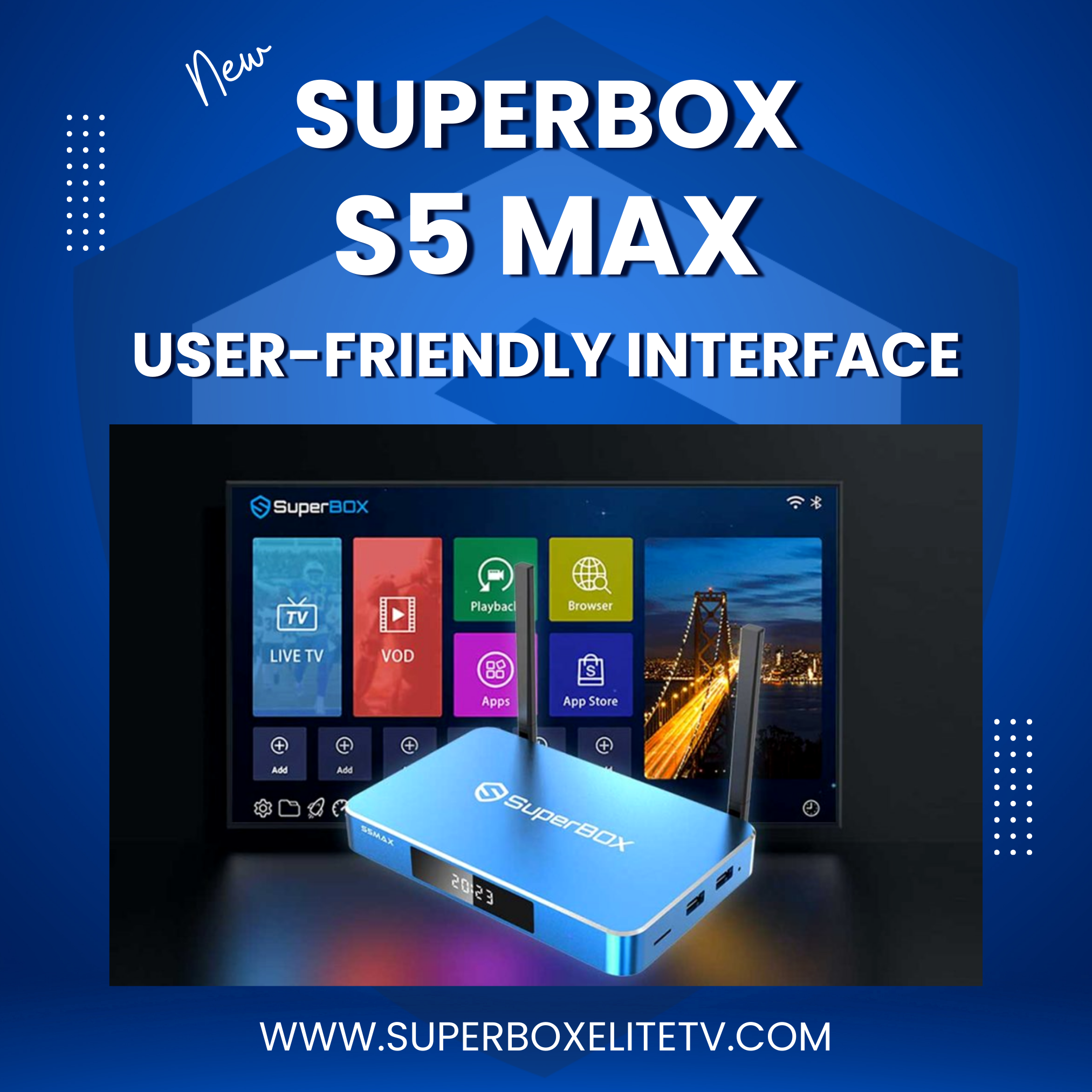 SuperBox S5 Max (New) Fully Load 6k 4GB Ram + 64GB, Voice Control Remote, ANDROID TV Dual Band Wi-Fi, 7 Days Playback Ultra HD 6K Video Player