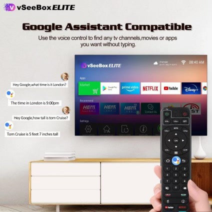 vSeeBox Elite Fully-Loaded 8k Android TV 10 IPTV Stream Box, Voice Control Remote, 4Gb RAM & 32 GB Media Player Free 3 day Shipping