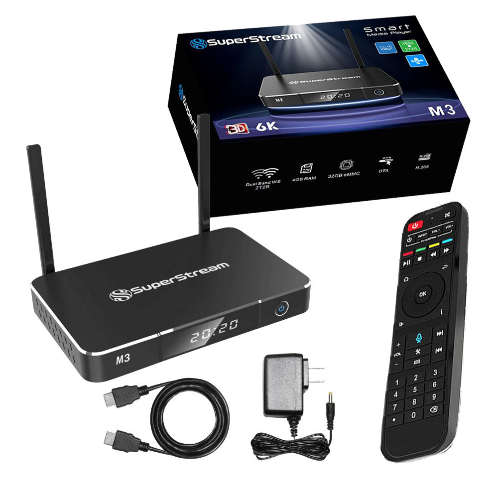 SuperStream M3 Android TV Box, Voice Control Remote, Fully Load 6K with 4Gb RAM & 64 GB Media Player Free 3 day Shipping