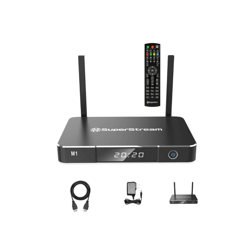 SuperStream M1 Android  9.0 4G 32G Fully Load Android  Streaming Device TV Box Support 2.4G/5G stream Media Player With Keyboard Remote