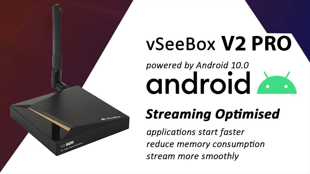 vSeeBox V2 Pro Fully-Loaded 8k Android TV 10 IPTV Stream Box, Voice Control Remote, 4Gb RAM & 32 GB Media Player Free 3 day Shipping